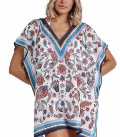 Strand Kaftan White Paisley